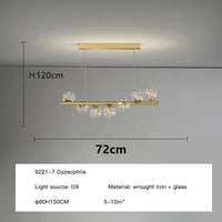 lustre nordique longue boule de verre or pour bar