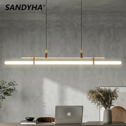 Lustre minimaliste bande led style tube lustre luminaire - vue 2 sur 10