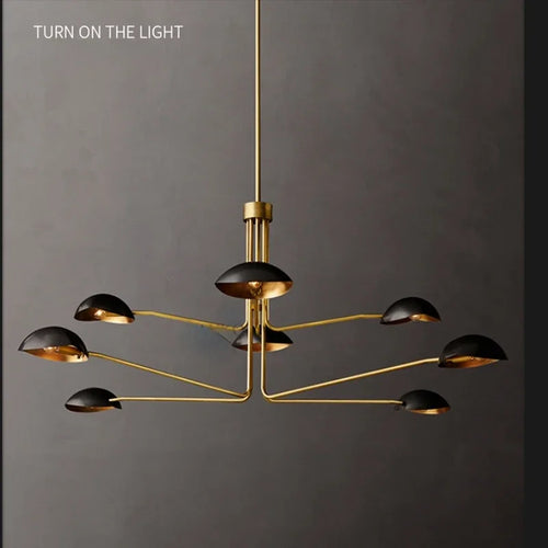 lustre rétro en cuivre design créatif à bras long - vue 4 sur 16