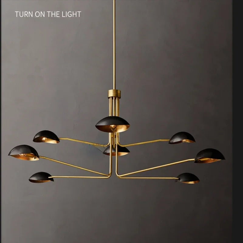 lustre rétro en cuivre design créatif à bras long - vue 4 sur 16