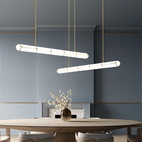 lustre rétro minimaliste design italien avec lampes suspendues acrylique - vue 4 sur 10