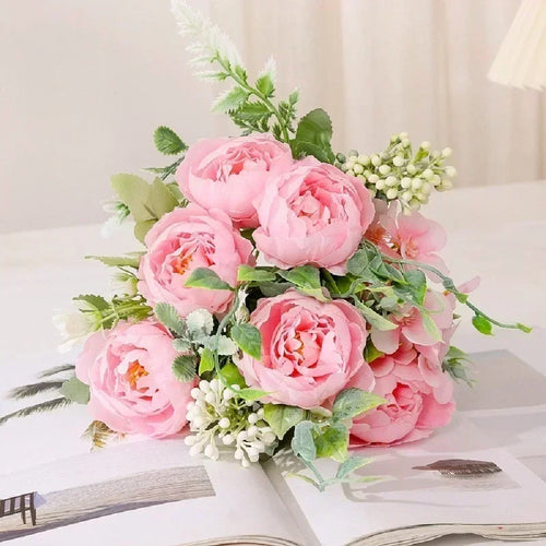 bouquet de pivoines artificielles pour décoration intérieure - vue 5 sur 12