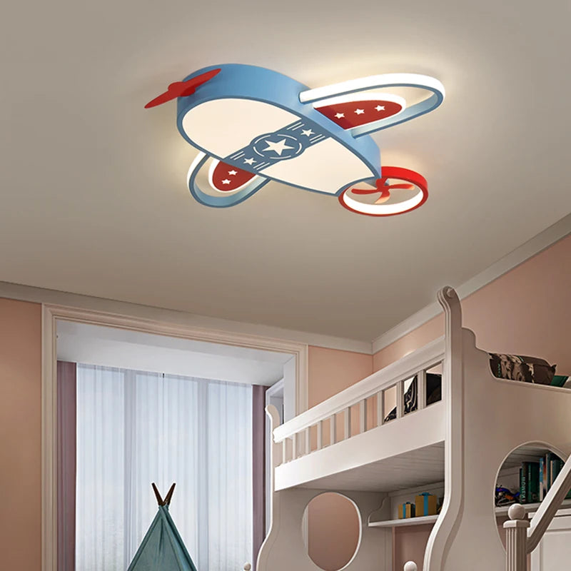 lustre avion moderne pour enfants avec éclairage télécommandé - vue 3 sur 11