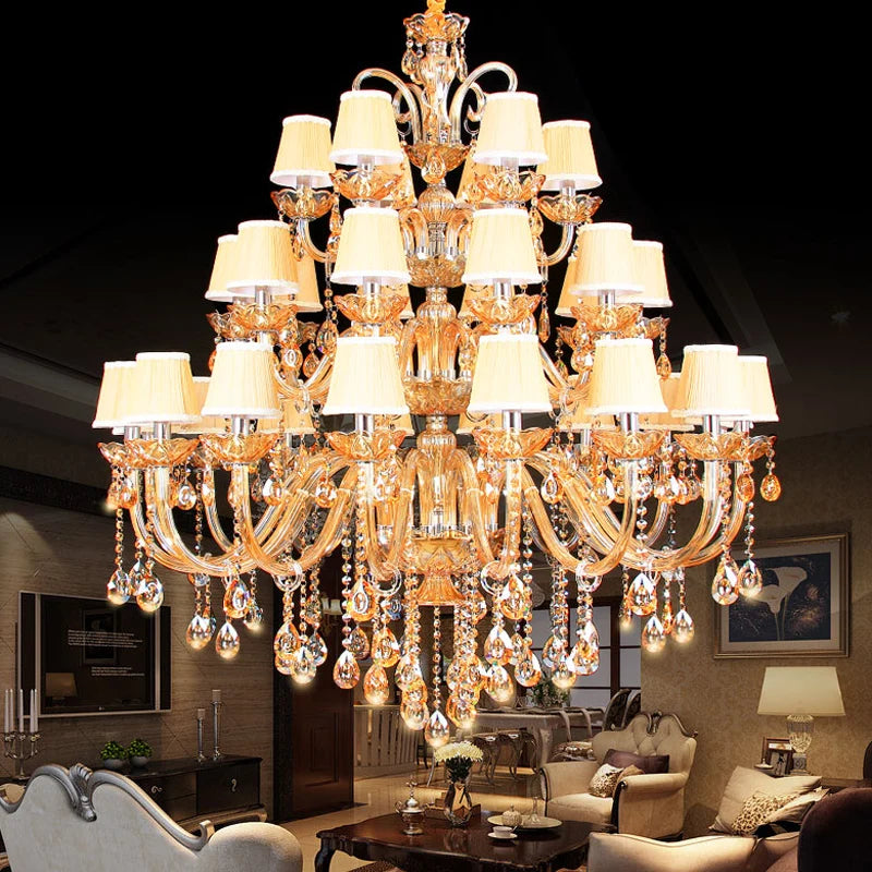 lustre moderne en chrome en cristal pour éclairage de luxe - vue 5 sur 10
