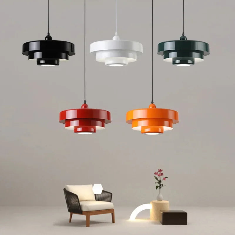 suspension led macaron en acier au carbone aluminium illuminations - vue 4 sur 12