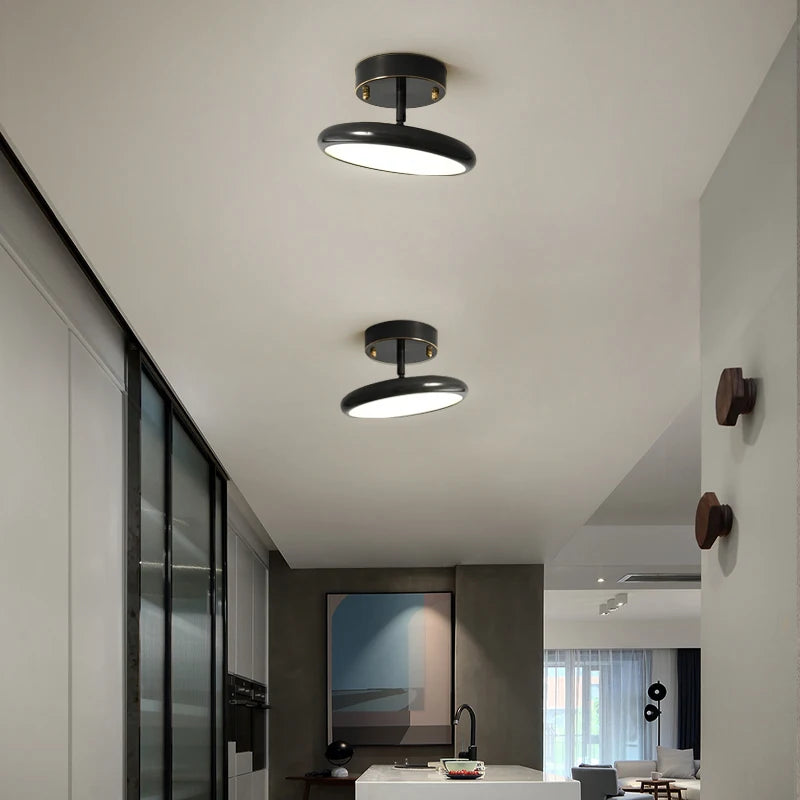 plafonnier moderne en cuivre noir design rond pour intérieur - vue 3 sur 8
