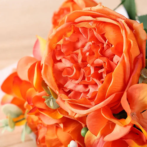 bouquet de roses artificielles en soie pour décoration intérieure - vue 4 sur 16