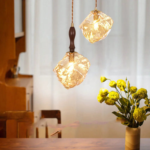 lustre en verre forme bloc de glace pour éclairage divers et - vue 2 sur 10