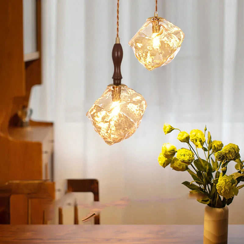 lustre en verre forme bloc de glace pour éclairage divers et - vue 1 sur 10