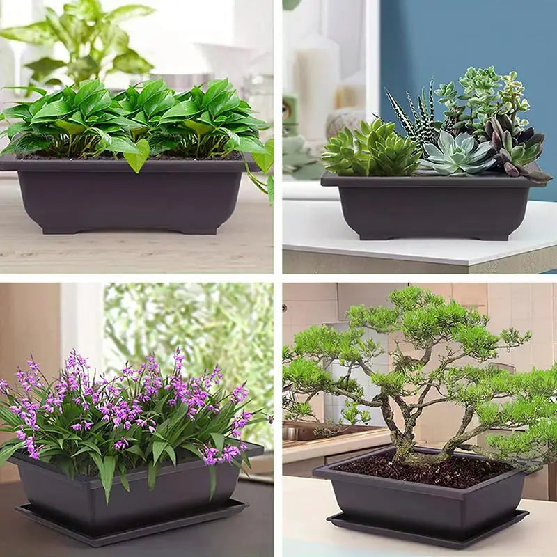 pots de fleurs rectangulaires imitation argile pour jardin extérieur - vue 10 sur 30