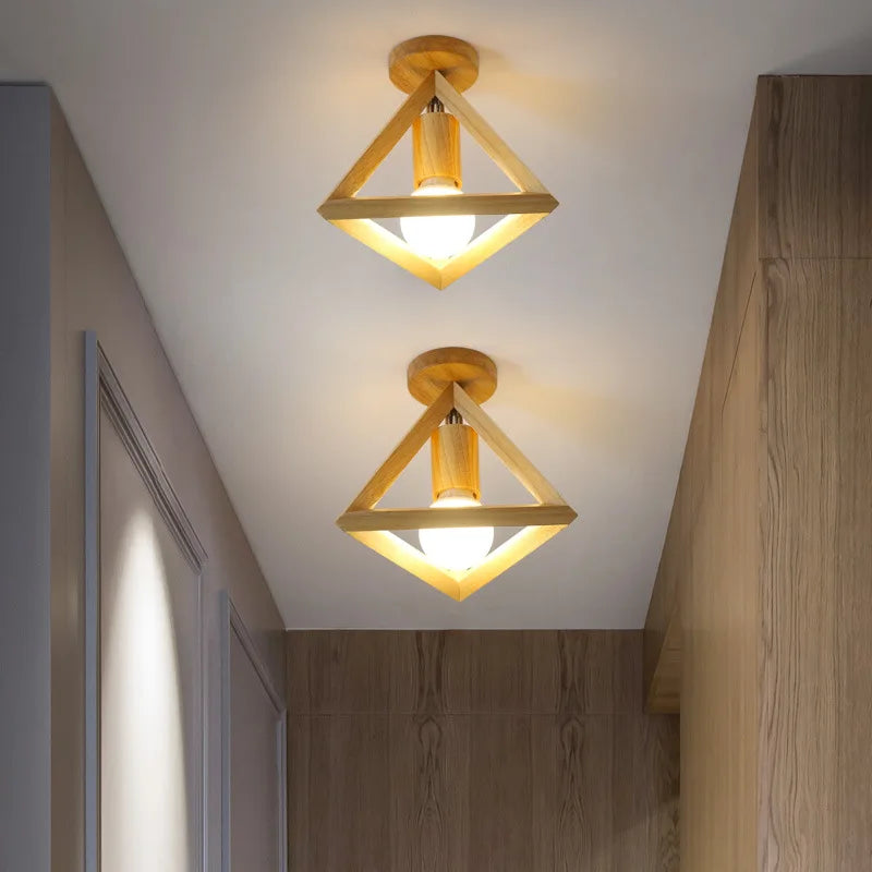 plafonnier nordique en bois led avec 3 températures de lumière - vue 4 sur 14