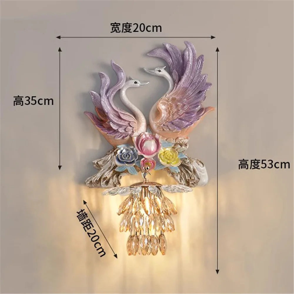 applique murale led en résine cygne décoration créative et moderne - vue 8 sur 10