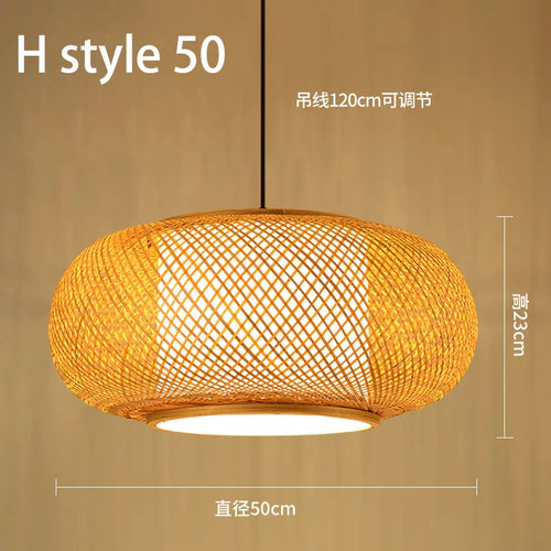lustre style chinois fait main en bambou tissage pastoral vintage - vue 24 sur 30