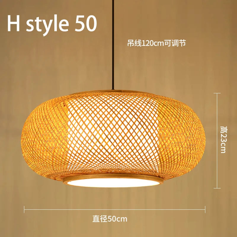 lustre style chinois fait main en bambou tissage pastoral vintage - vue 23 sur 30
