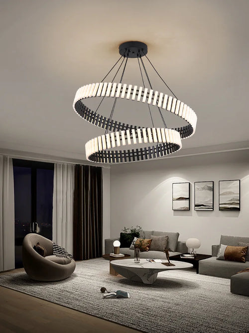 lustre à anneaux postmodernes duplex led design minimaliste intérieur - vue 3 sur 7