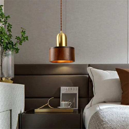 Nordique moderne suspension LED luminaire en laiton en bois Loft cuisine île lampe suspendue décoration de la maison éclairage Suspension Design - vue 2 sur 17
