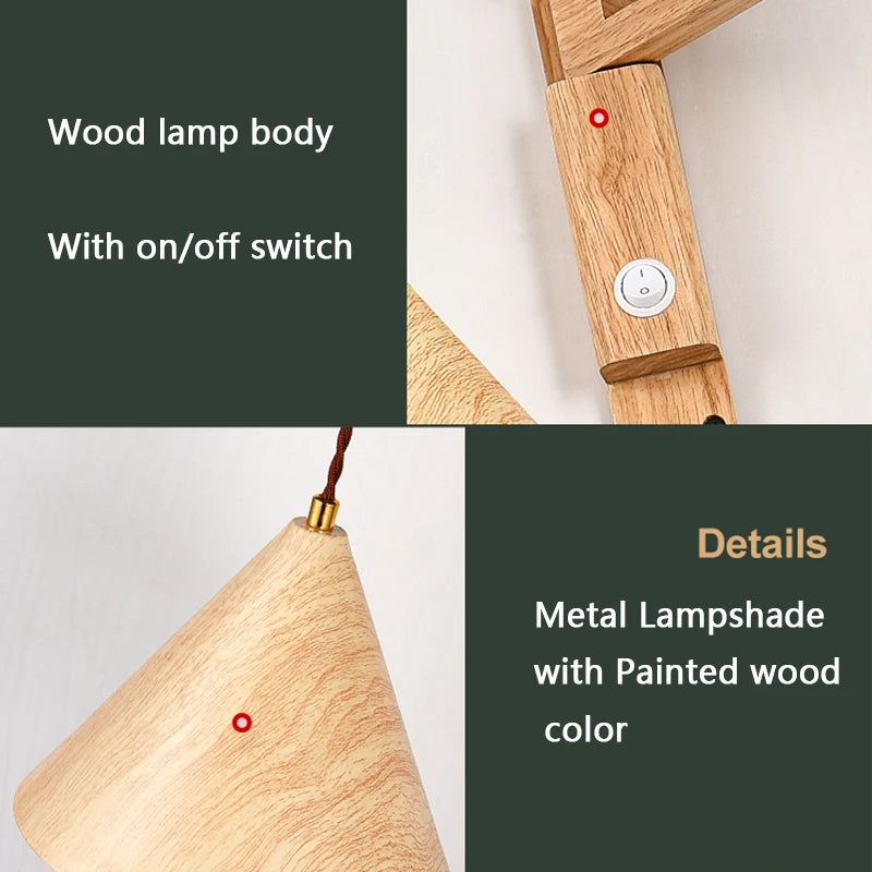 applique murale pliable vintage japonaise avec interrupteur led - vue 4 sur 8