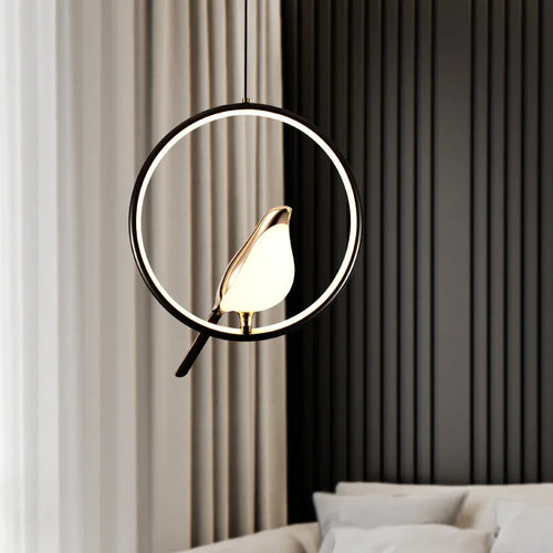 lustre nordique or acrylique avec oiseaux bar led suspendus - vue 3 sur 7