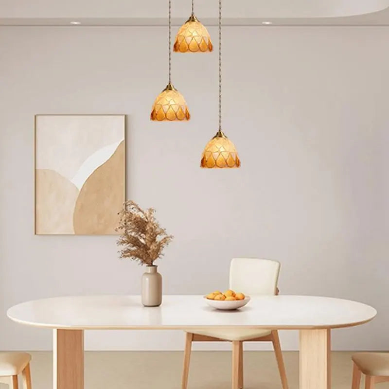 Suspension tiffany méditerranéen en verre coquille led - vue 3 sur 12