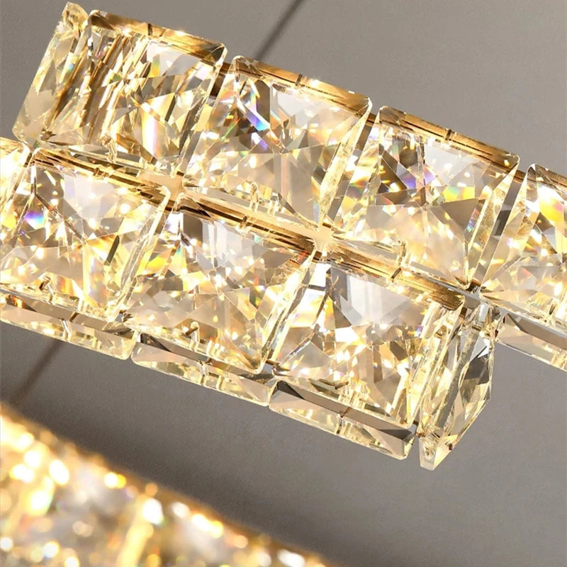 lustre nordique en cristal acier inoxydable miroir led intérieur - vue 4 sur 12