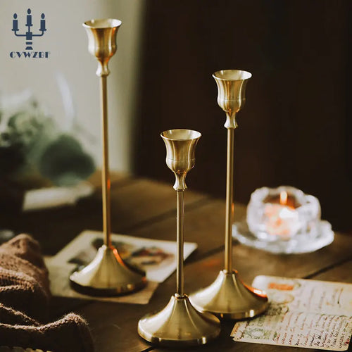 lot de 3 bougeoirs en métal décoration élégante pour mariage et fêtes - vue 2 sur 21