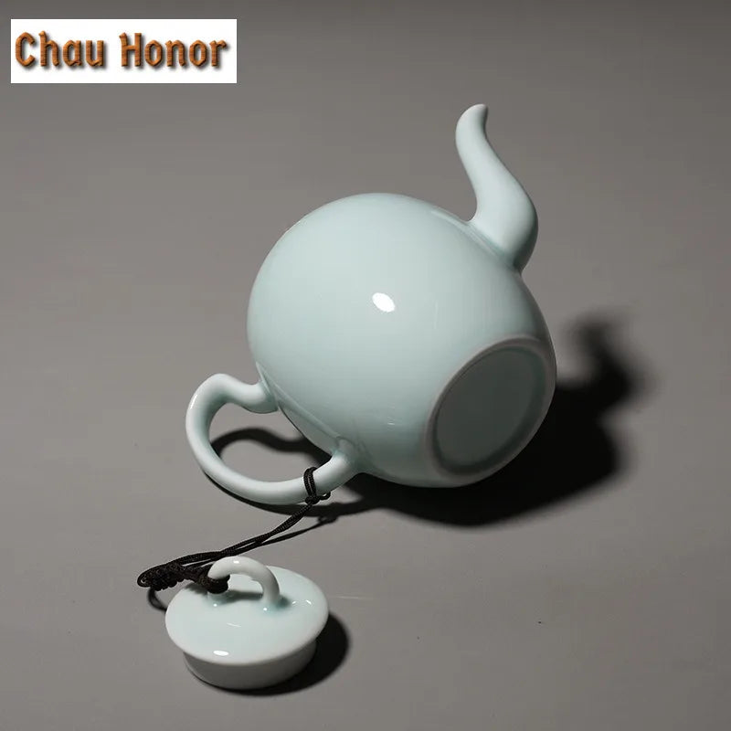 Theiere porcelaine artisanale style kung fu avec accessoires - vue 5 sur 7