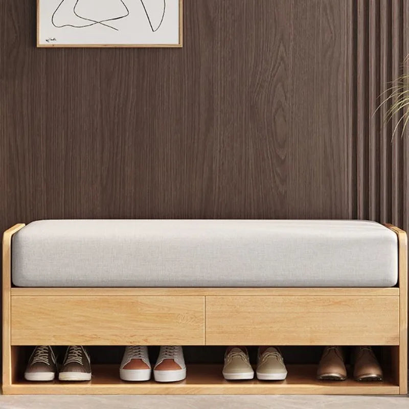 tabouret à langer nordique en bois avec rangement intégré - vue 1 sur 14