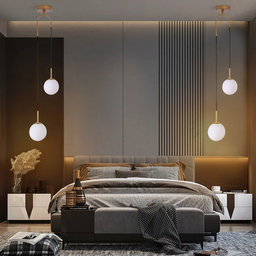 Nordique PENDENTIF LED Lumières Chambre Chevet Restaurant Bar Simple Salon Fond Mur Créatif Bar Décor Suspension - vue 6 sur 9