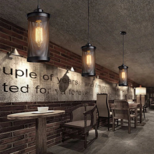 E27 Industrial Cage Ceiling Pendant Light,Wire Cage Loft Pendant Lamp Shade Small Hanging Lighting Fixture - vue 4 sur 6