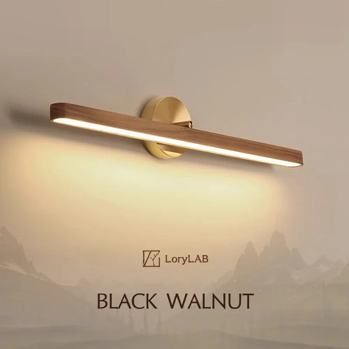 Walnut Wood Makeup mirror light, Vanity light, Wabi-sabi Modern style, Wall sconce lighting for Bathroom, Bedroom, Study - vue 2 sur 7