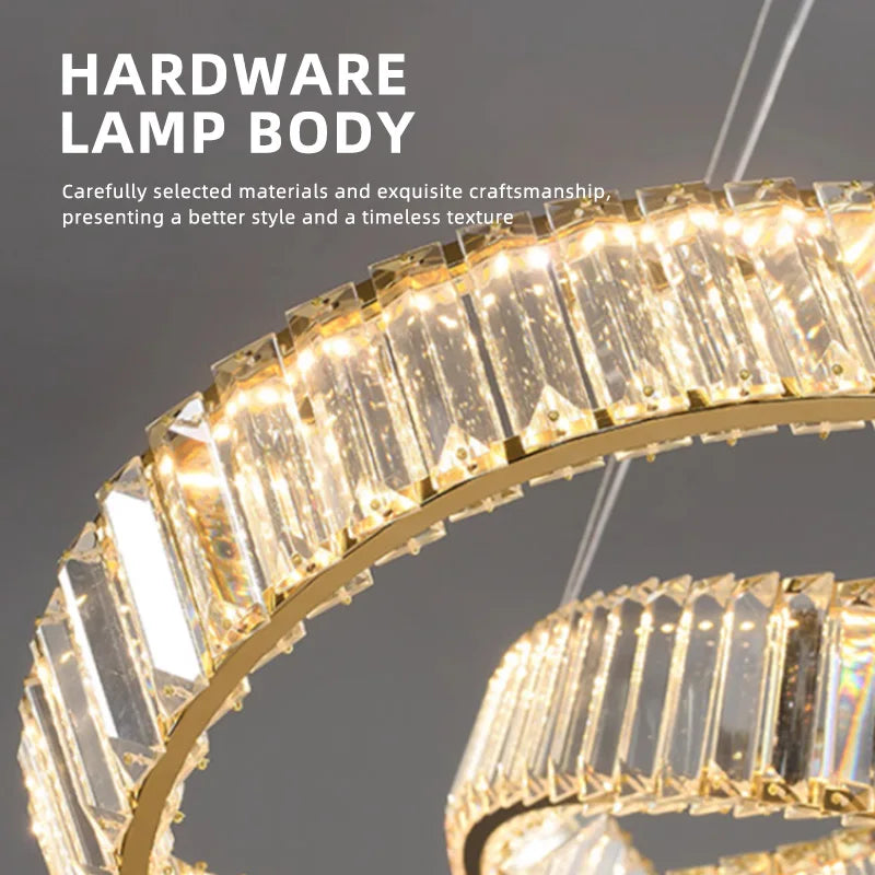 lustre suspendu en cristal spirale minimaliste moderne à led - vue 4 sur 9