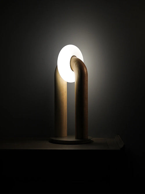 lampes de table vintage en bois massif à contrôle tactile led - vue 5 sur 9