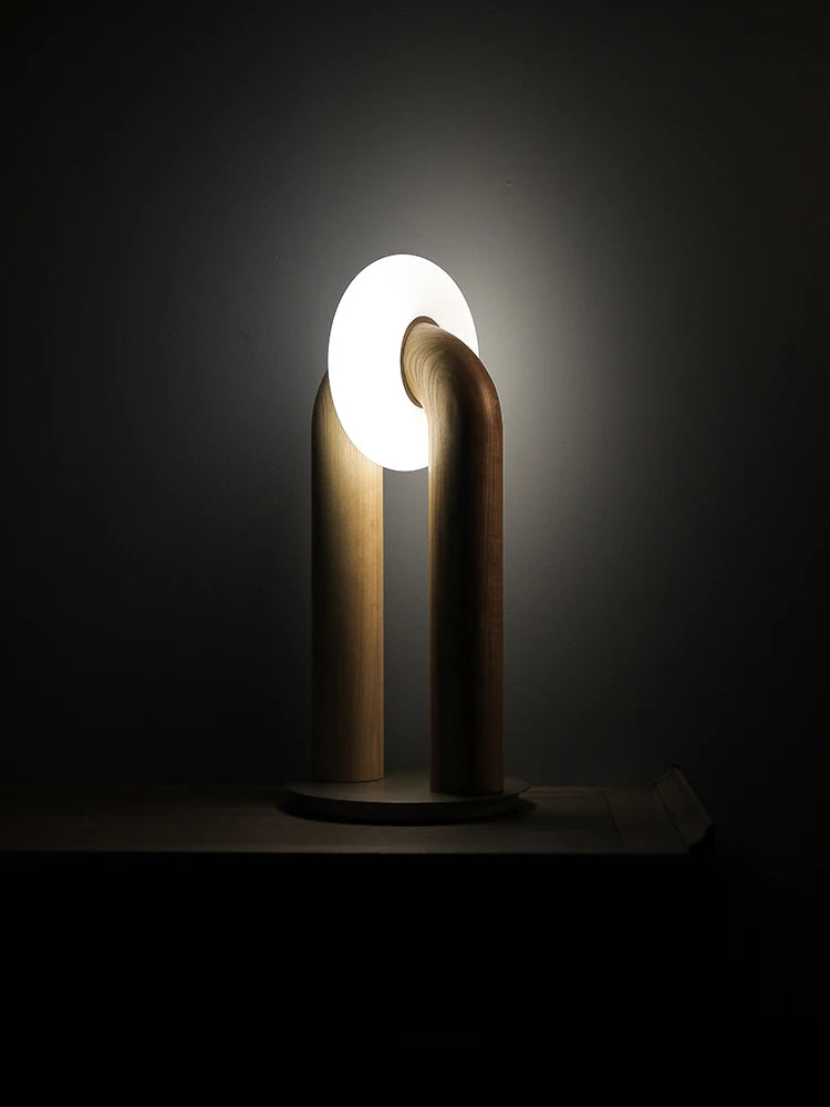lampes de table vintage en bois massif à contrôle tactile led - vue 5 sur 9