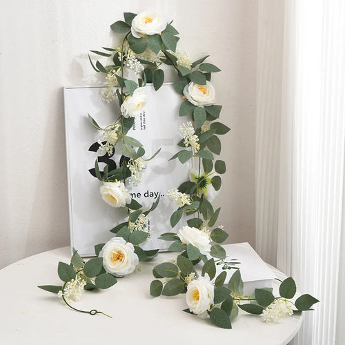soie simulation rose fausse fleur vignes décoratives artificielles - vue 9 sur 11