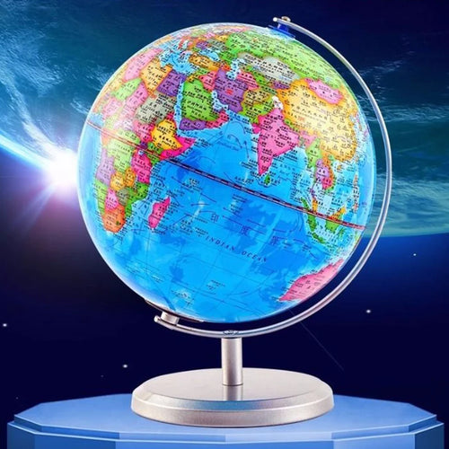 globe étudiant géographie avec lampe et base métallique pour bureau - vue 3 sur 14