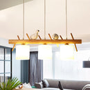 Lustre nordique en bois massif avec oiseaux