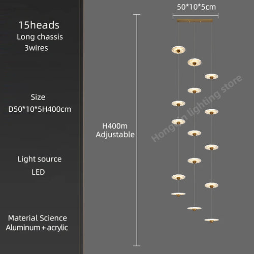 lustre moderne à led pour éclairage intérieur élégant - vue 11 sur 26