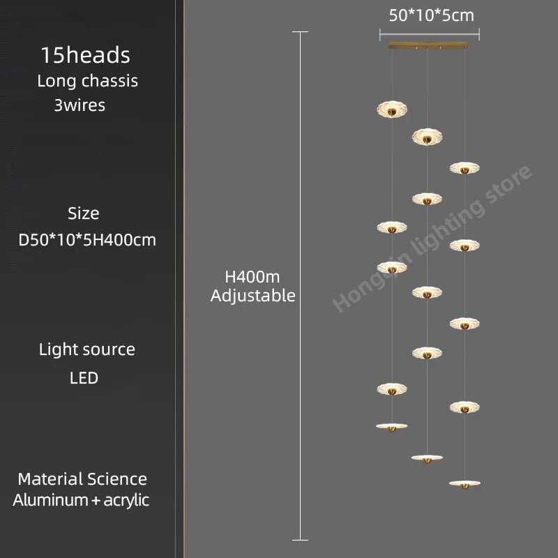 lustre moderne à led pour éclairage intérieur élégant - vue 10 sur 26
