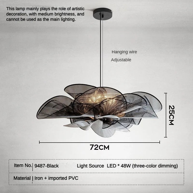 Plafonnier LED en PVC noir pour chambre à coucher - vue 9 sur 9