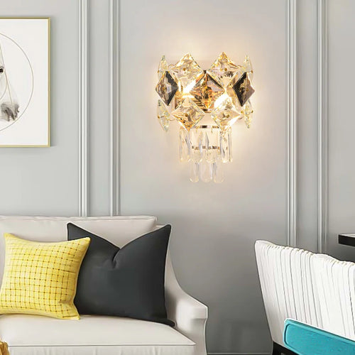 applique murale led moderne en cristal doré à intensité variable - vue 2 sur 18