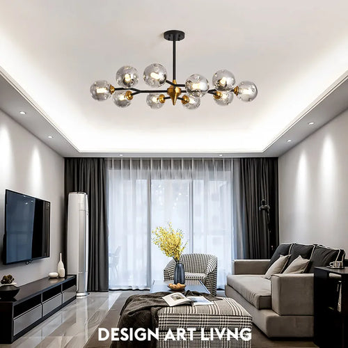 lustre moderne en verre avec éclairage led élégant - vue 5 sur 14