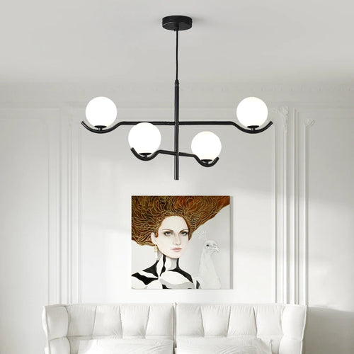 lustre en verre blanc design moderne pour intérieur élégant - vue 5 sur 9