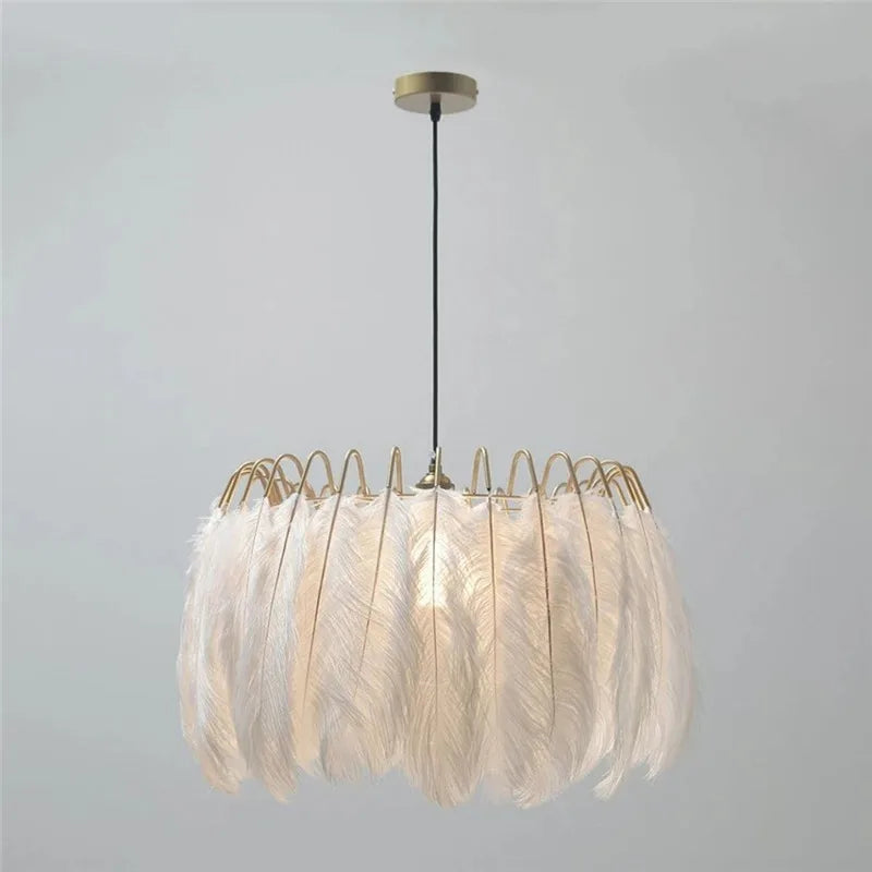 plafonnier décoration en plumes d'autruche simplicité nordique - vue 3 sur 8