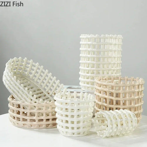 panier de rangement en céramique pour fruits et ustensiles de cuisine - vue 3 sur 21