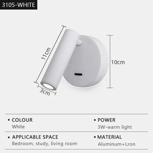Applique murale led moderne réglable rotative pour lecture - vue 9 sur 12