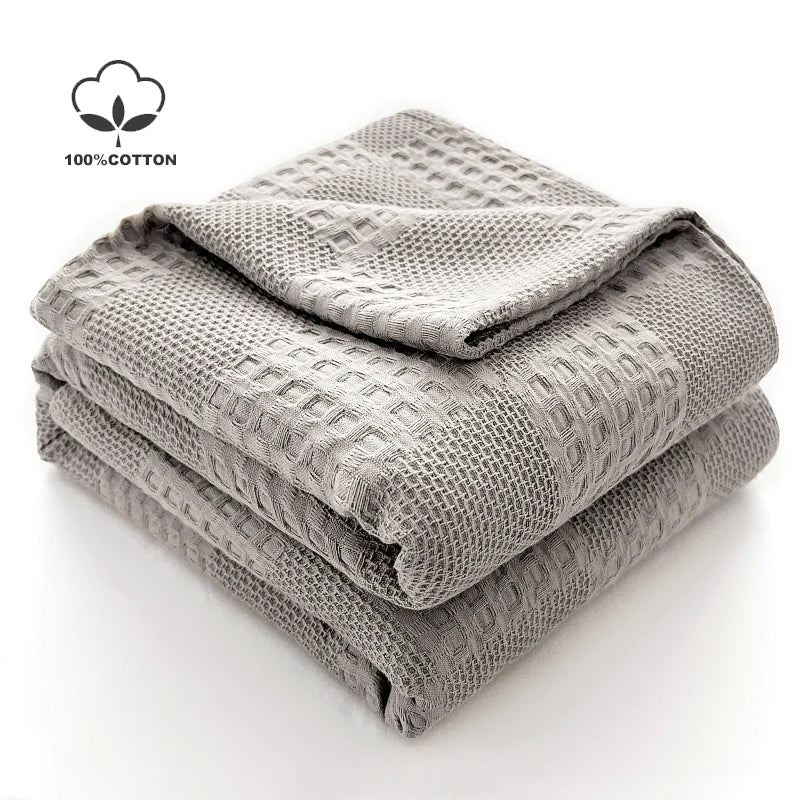 Plaid coton gaufré respirant decoratif salon chambre