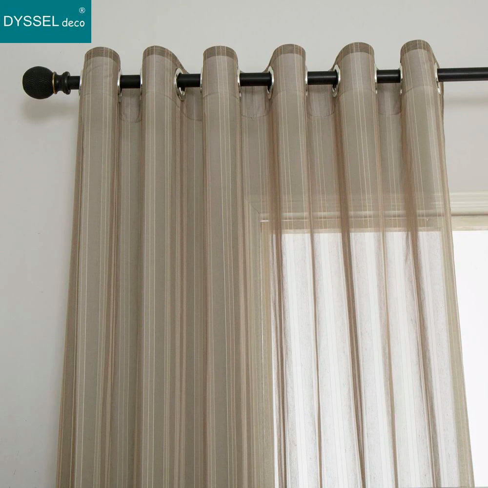 Voilage tulle rayures style moderne pour salon chambre - vue 3 sur 7