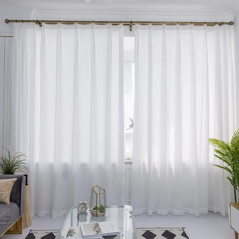 Rideau tulle transparent motifs floraux géométriques style luxe - vue 1 sur 8