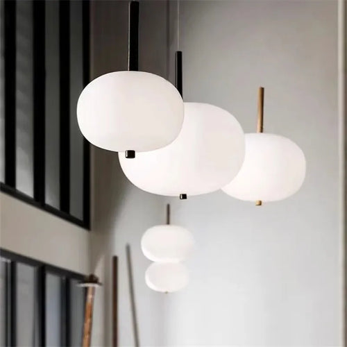lustre nordique en verre avec suspension led pour décoration - vue 7 sur 12