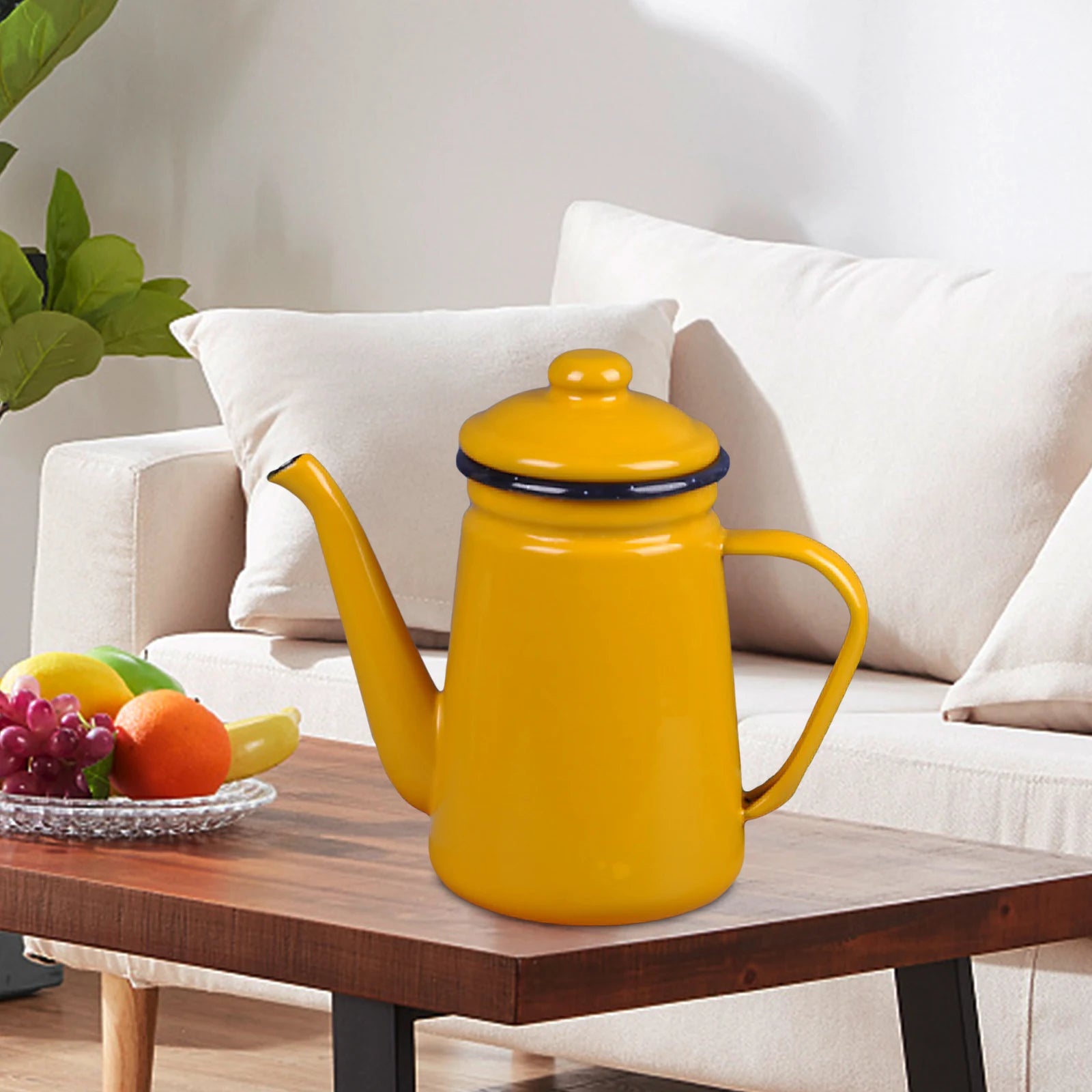 Cafetiere emaillee vintage 1 1l style retro polyvalente - vue 6 sur 7